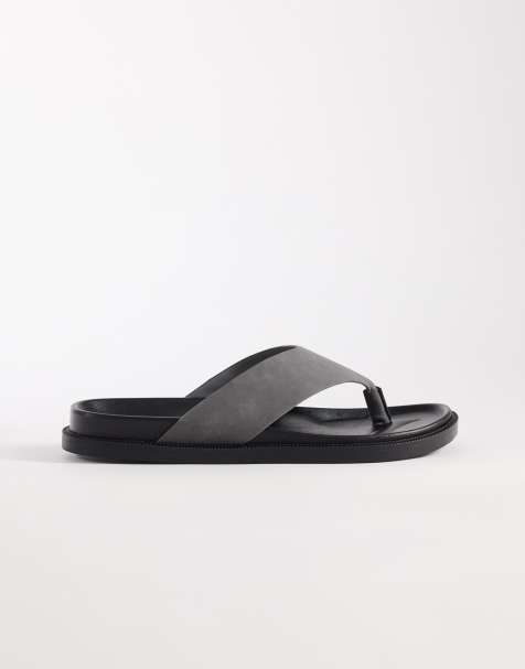 ASOS DESIGN classic thongs in charcoal - view 1