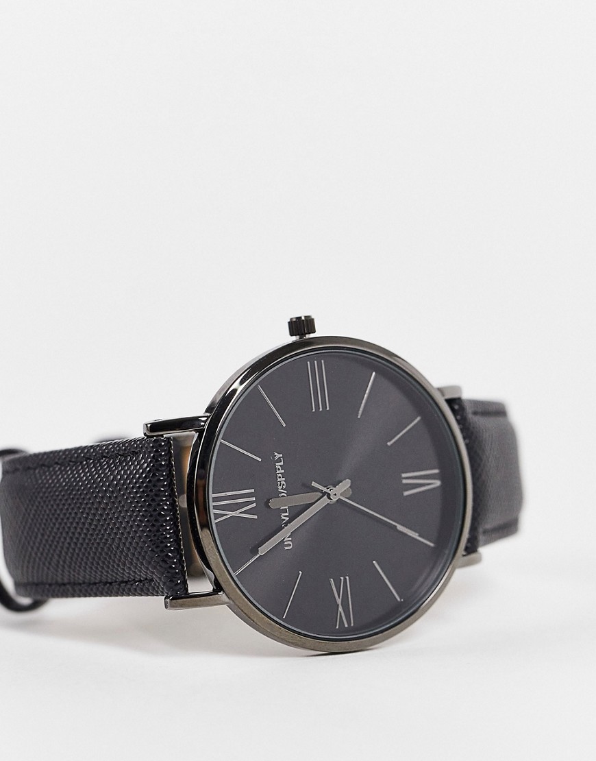 ASOS DESIGN classic watch with saffiano strap in black