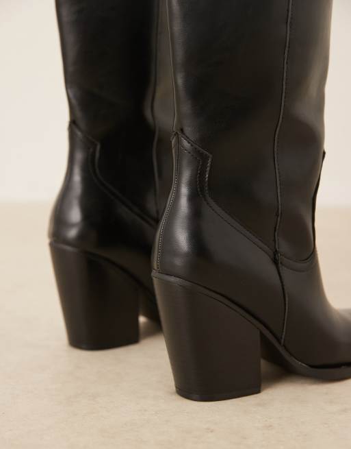ASOS DESIGN Claudette western knee boots in black