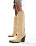 [ASOS DESIGN] ASOS DESIGN Claudette western knee boots in buttermilk-Blonde 37 Buttermilk
