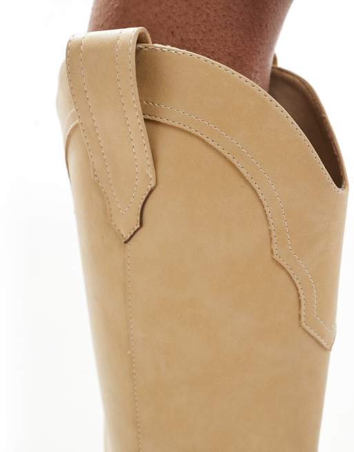 ASOS DESIGN Claudette western knee boots in buttermilk