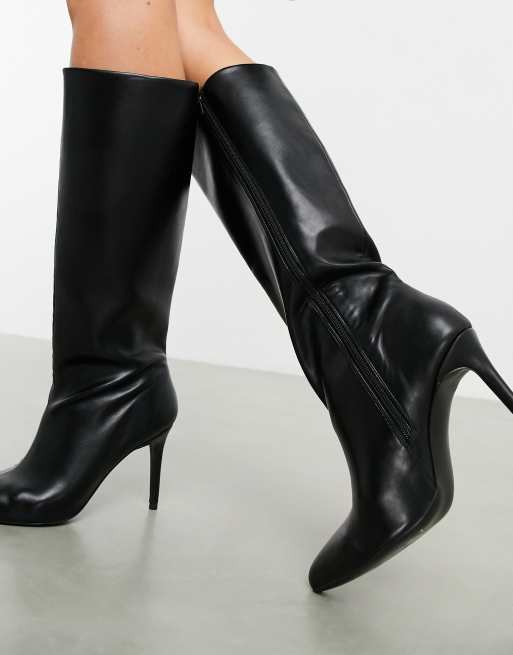 Designer black cheap knee high boots