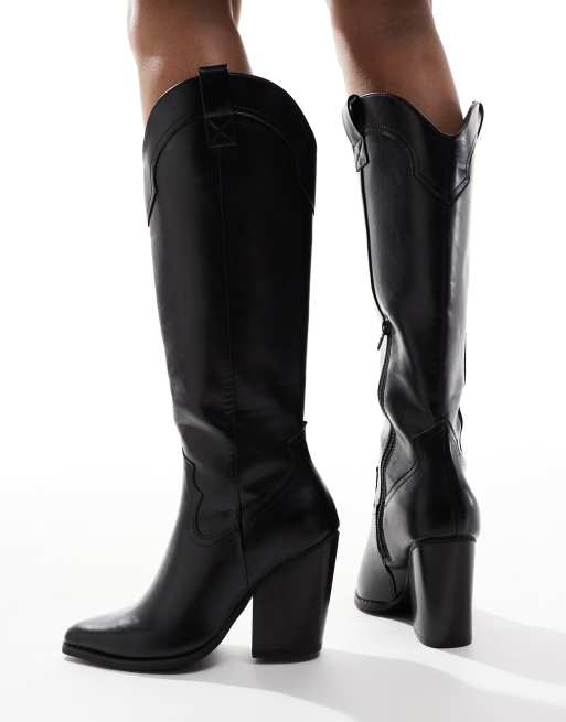 ASOS DESIGN Claudia western knee boots in black, 3 of 4