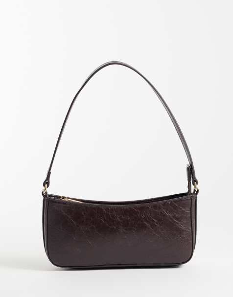 ASOS DESIGN clean 90's shoulder bag in chocolate - view 1