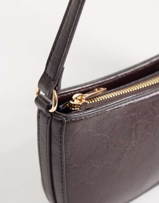 ASOS DESIGN clean 90's shoulder bag in chocolate, 3 of 4