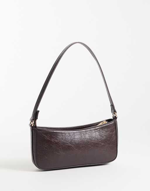 ASOS DESIGN clean 90's shoulder bag in chocolate, 4 of 4