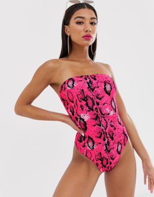 neon snakeskin swimsuit