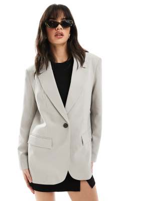 Asos Design Clean Blazer In Gray