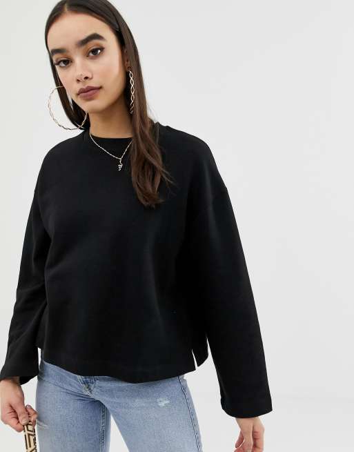 ASOS DESIGN clean boxy sweatshirt in black