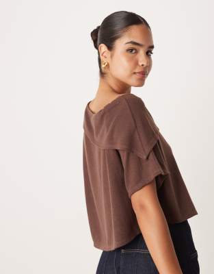 Asos Design Clean Cape Layer Crop Top In Brown