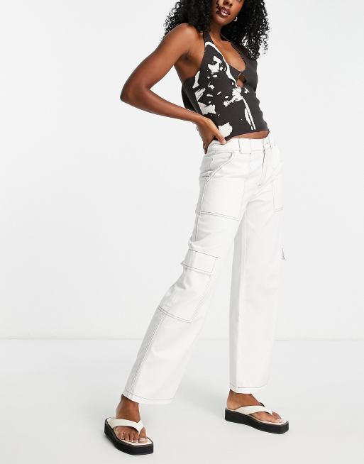 White stitch hot sale trousers