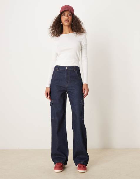 ASOS DESIGN clean carpenter jeans with utility pockets in indigo - view 1