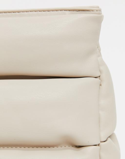 ASOS DESIGN clean clutch bag in off white quilted puff, 4 of 4