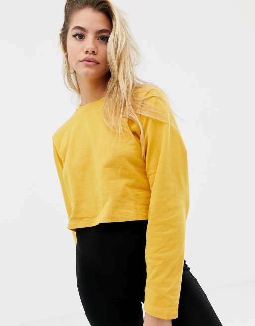 Yellow cropped online sweatshirt