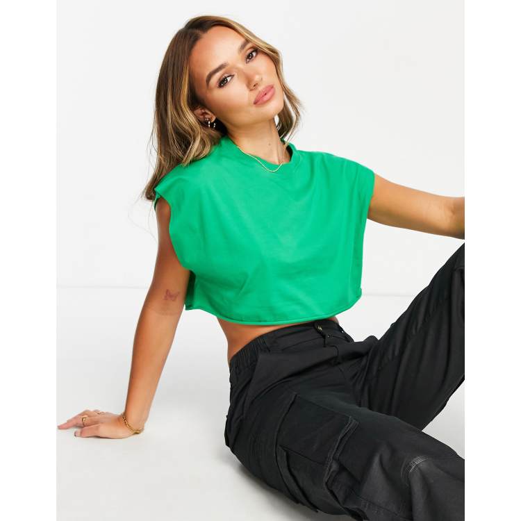 ASOS DESIGN clean crop tee with drop armhole in green