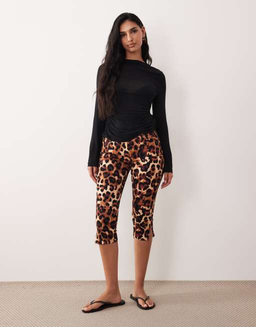 ASOS DESIGN clean denim capri in leopard print, 2 of 5