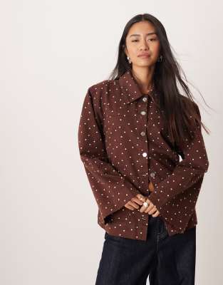 Asos Design Clean Denim Jacket With Patch Pockets In Animal Print