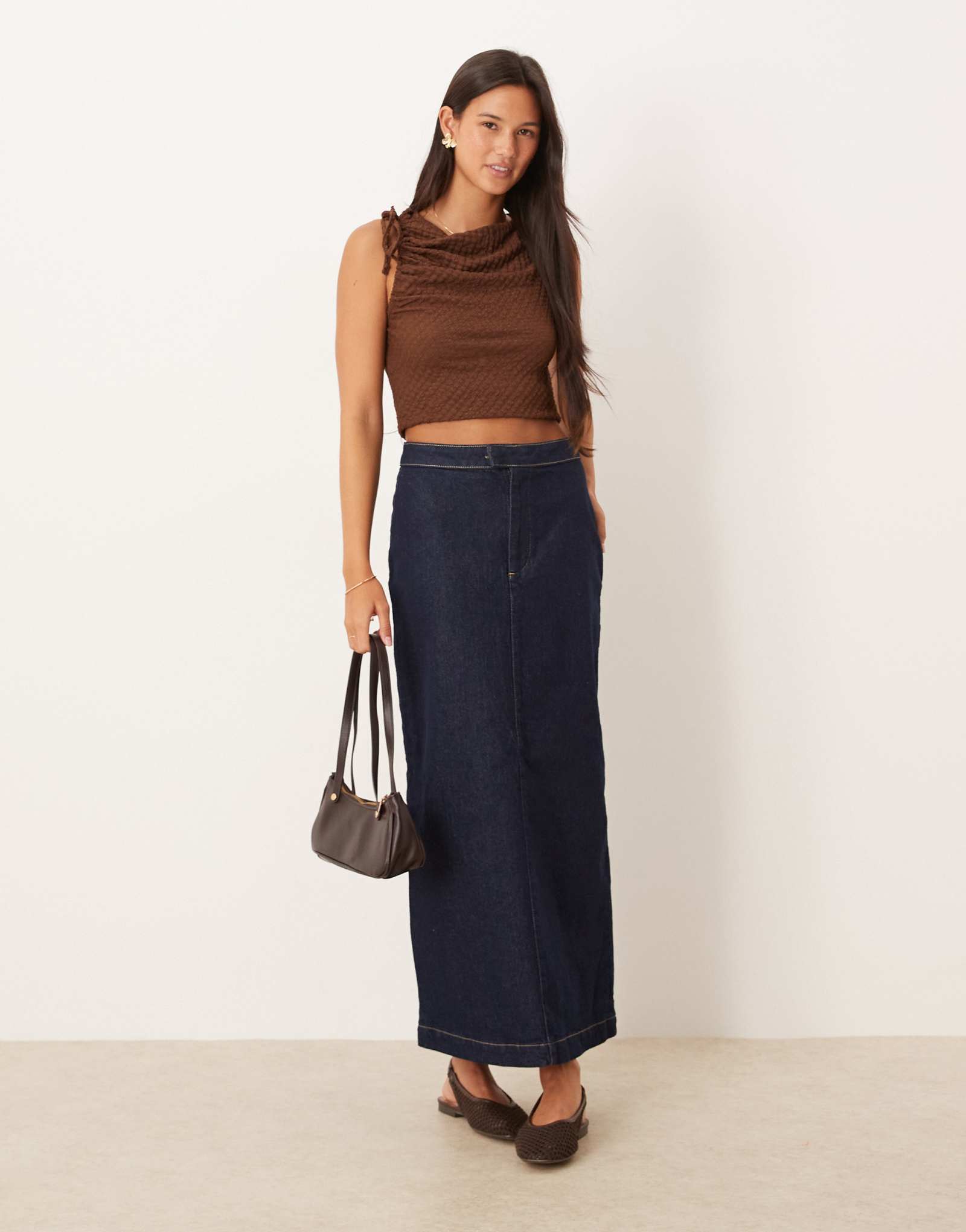 Джинсовая юбка макси-силуэта ASOS DESIGN из чистой джинсовой ткани после стирки с полосканием