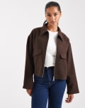 [ASOS DESIGN] ASOS DESIGN clean formal bomber coat in chocolate-Brown XS Chocolate