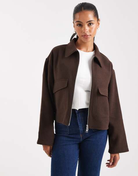 ASOS DESIGN clean formal bomber in chocolate - view 1
