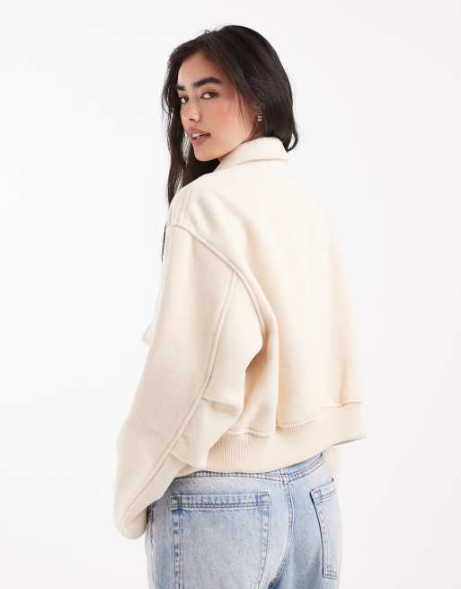 ASOS DESIGN clean formal bomber jacket in buttermilk