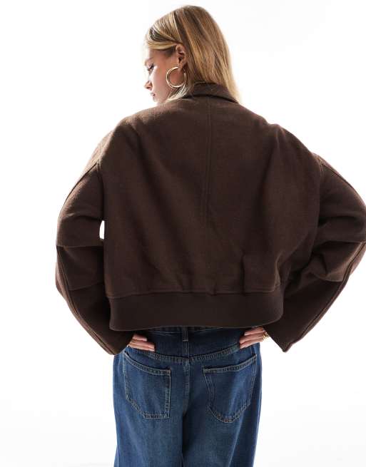 ASOS DESIGN clean formal bomber jacket in chocolate