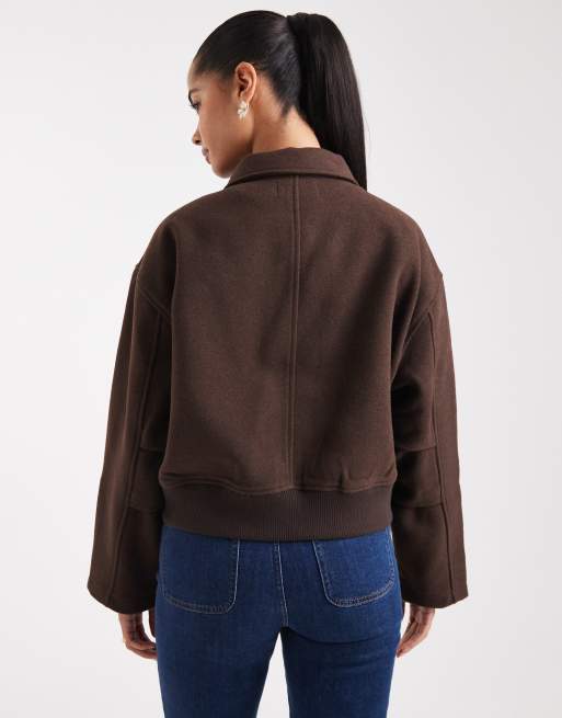 ASOS DESIGN clean formal bomber jacket in chocolate