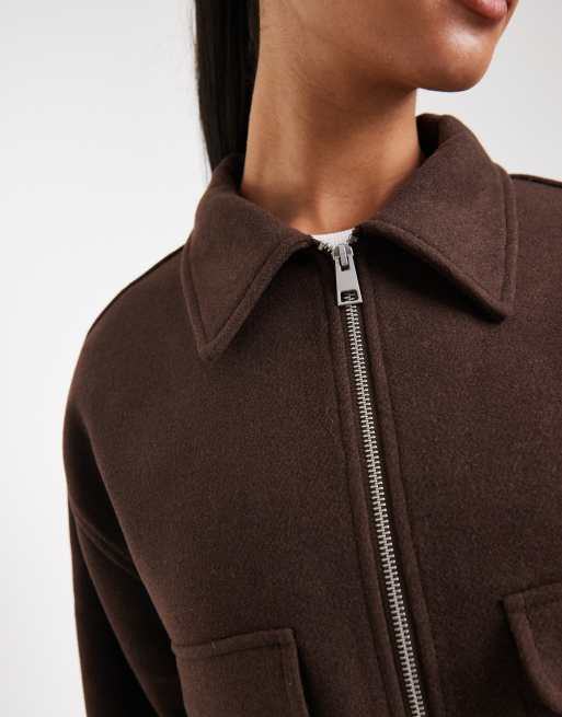 ASOS DESIGN clean formal bomber jacket in chocolate
