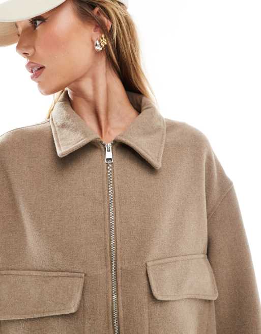 ASOS DESIGN clean formal bomber jacket in oat