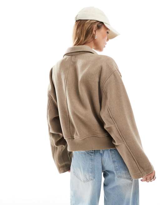 ASOS DESIGN clean formal bomber jacket in oat