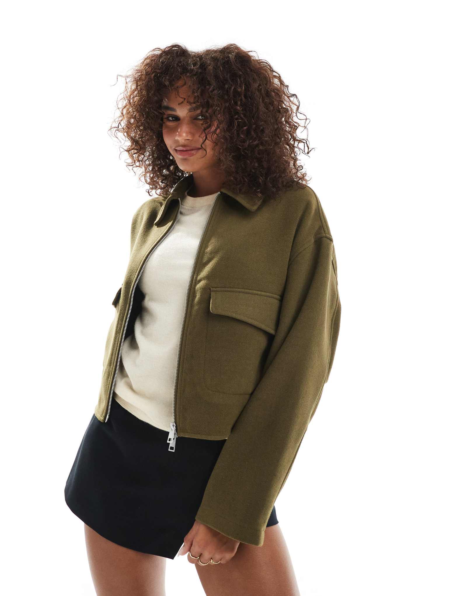 Лаконичная официальная куртка-бомбер ASOS DESIGN оливкового цвета