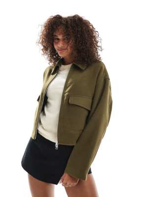 Asos Design Clean Formal Bomber Jacket In Green