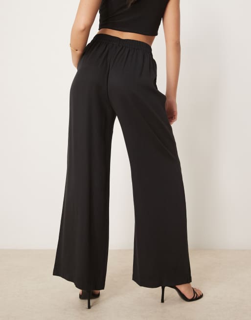 ASOS DESIGN clean front wide leg pants in black