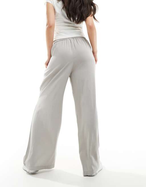 ASOS DESIGN clean front wide leg pants in gray