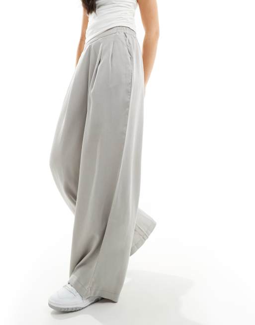 ASOS DESIGN formal wide leg pants in gray