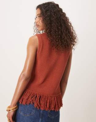 Asos Design Clean Knit Fringed Tank Top