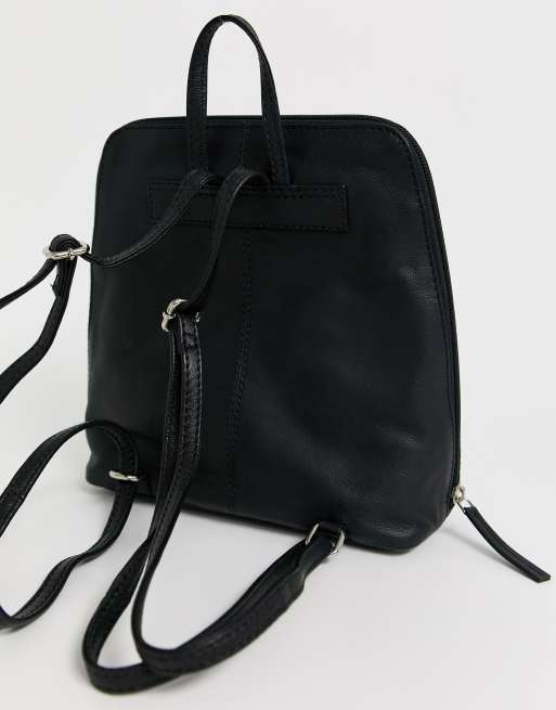 ASOS DESIGN satchel backpack with gold hardware in black