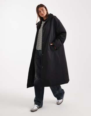 Asos Design Clean Longline Padded Jacket In Black