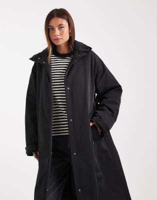 Asos Design Clean Longline Padded Jacket In Black