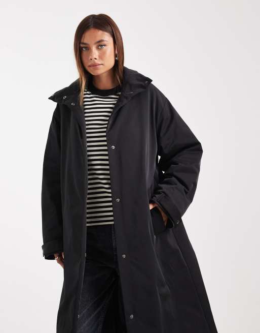 ASOS DESIGN clean longline padded jacket in black