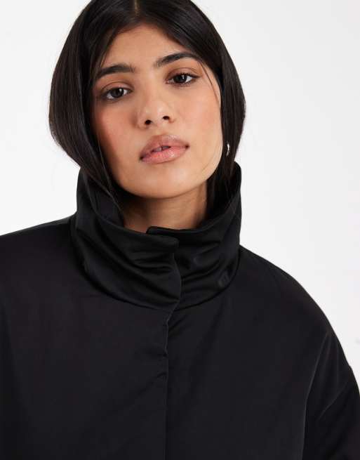 ASOS DESIGN clean longline padded jacket in black, 3 of 4