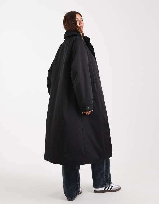 ASOS DESIGN clean longline padded jacket in black