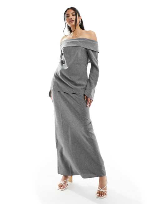 ASOS DESIGN clean maxi skirt in gray part of a set