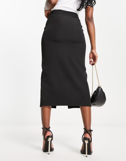 ASOS DESIGN clean midi pencil skirt with pocket detail in black ASOS