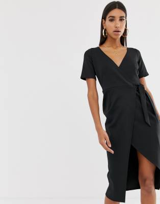 black wrap dress asos