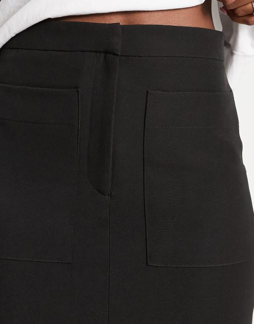 Black midi pencil skirt with pockets best sale