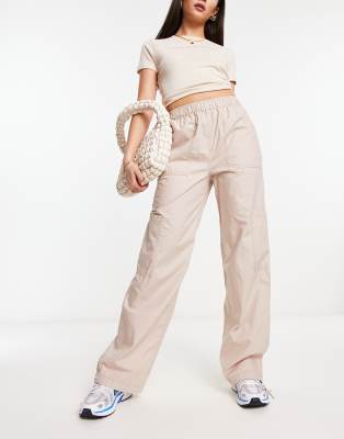 Asos Design Parachute Cargo Pants In Washed Blush-neutral