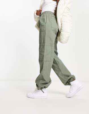 ASOS DESIGN clean pull on cargo trouser in Khaki - ASOS Price Checker