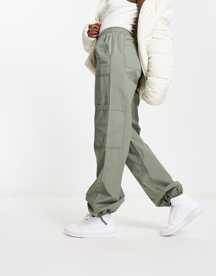 Asos Design Clean Pull On Cargo Pants In Sage-green