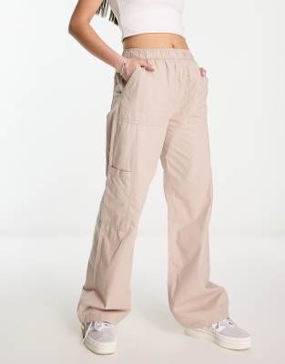 Asos Design Parachute Cargo Pants In Washed Blush-neutral In Pink